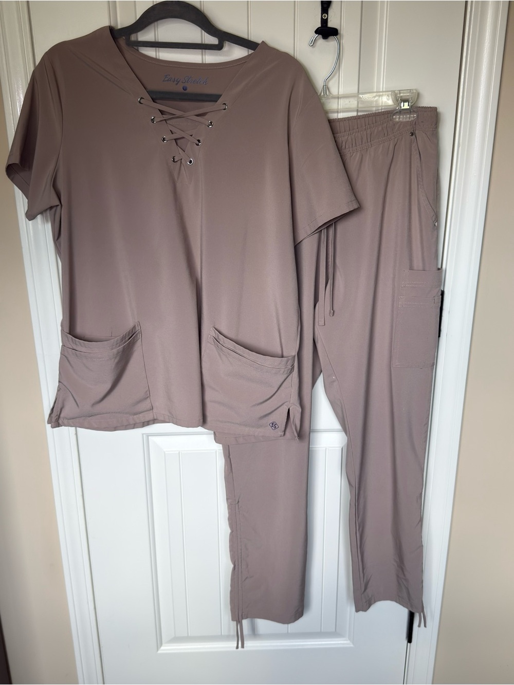 Easy Stretch Women's Lace-Up Scrub Top & Drawstring Scrub Set
